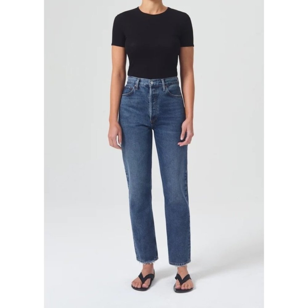 Agolde Women's Straight Leg Jeans in Medium Blue Wash